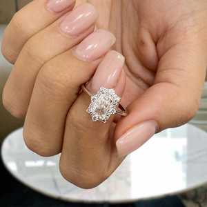 Unique Pave Moissanite 3CT Radiant Cut Diamond Classic Halo <b>Ring</b> Original <b>925</b> <b>Silver</b> Fine Vintage Style Gift For Partner Charms - Product Image 4