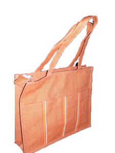 Eco-friendly Geometric Pattern Jute Shopping Tote <b>Bag</b> with Long Handle Reusable & Sustainable for Travel Use - Product Image 3