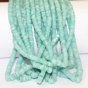 ลูกปัดหินอัญมณีธรรมชาติ Amazonite,ลูกปัดทรงยาง Heishi ขนาด7มม. สำหรับทำเครื่องประดับ - Product Image 1