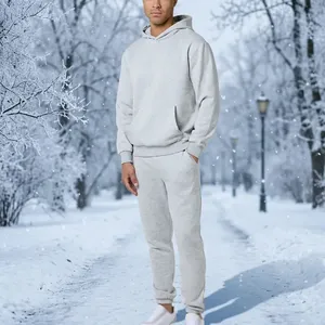 Men's Light Grey 2 Piece Tracksuit Set Hooded Sweatshirt And <b>Jogger</b> Pants Casual <b>Outfit</b> Matching Long Pants - Product Image 6