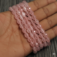 Perles en gros Beadsnfashion – Meilleure qualité, 9x7mm, pierres précieuses naturelles ovales micro-facettées Monalisa, violet/multicolore/rose/rose bébé, pour DIY