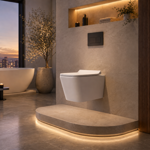 WC mural en céramique monobloc Viva Rimless Luxurious EWC, design moderne carré, avec siphon en P et abattant à fermeture douce, pour villas et hôtels - Product Image 3