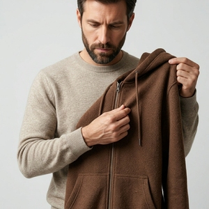 Sudadera con Capucha y Cremallera Completa para Hombre, de Algodón Premium, Estilo Casual para Invierno, con Bolsillos Delanteros - Product Image 4