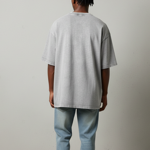 Custom Grey Washed Oversized T Shirt Men Streetwear OEM Grey T Shirt Manufacturer Premium Men's Solid Customized Color Custom - Product Image 4
