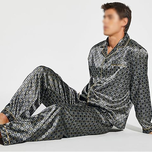 Winter Warm <b>Men</b> Night Suit Long Sleeve Button Front Collar Long Pants <b>Set</b> Drawstring Waist Soft Breathable Home Wear - Product Image 5