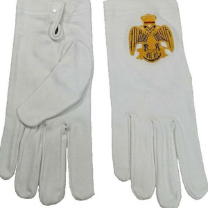Gants de cérémonie maçonniques en coton de qualité supérieure, couleur blanche, avec logo personnalisé, pour le sport et les activités de plein air - Product Image 4