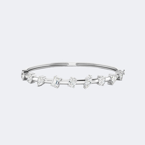 3.00CTW Mixed Cut Prong <b>Set</b> Diamond Station <b>Bangle</b> Bracelet - Product Image 4