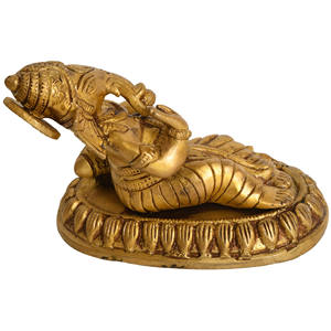 รูปปั้นพระพิฆเนศทองเหลืองขนาด5นิ้วทำด้วยมือสำหรับให้เป็นของขวัญผ่อนคลายแบบอินเดีย - Product Image 2