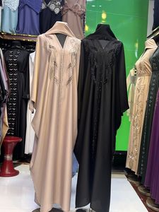 Best Selling Kaftan Abaya Handmade Turkish Floor Length Long Sleeve V Neck Polyester Regular Fit Casual Evening Party Flared - Product Image 5