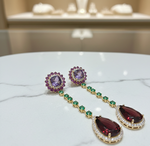 Pendientes de Amatista Azul en Varios Tamaños, Plata de Ley 925, Chapados en Oro de 18K, Joyería de Fiesta, Venta al Por Mayor, Joyería de Moda - Product Image 3