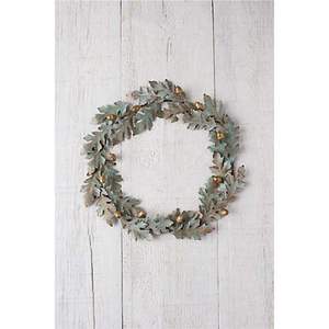Pre-Lit Mistletoe Wreath Wall Hanging Decor Fairy Lights White Berry Leaf Hoop Garland Velvet <b>Ribbon</b> Christmas Wall Art - Product Image 5