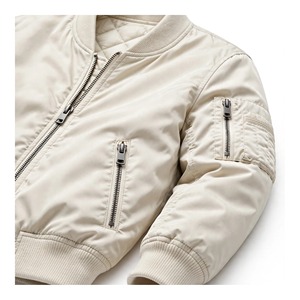 Veste décontractée beige pour homme, fermeture éclair, col rabattu, couleur unie, polyester, coupe classique, automne - Product Image 5