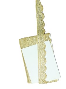 Vente en gros de dentelle à sequins de 3,5 cm, bordure festonnée en polyester doré, broderie en vrac pour bordure de robe, OEM ODM personnalisé - Product Image 2