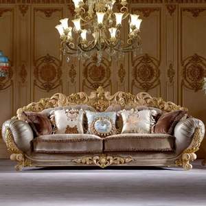 Juego de Sofás Seccionales de Madera Tradicional de Lujo, con Cojines Rellenos de Esponja, en Forma de L, para Sala de Estar de Apartamento, Muebles Amangiri Indonesia - Product Image 1