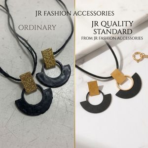 Matte Black Geometric Fan Jewelry Set 316L Stainless Steel Necklace Earrings - Product Image 4