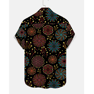 เสื้อเชิ้ตฮาวายแขนสั้นผู้ชาย ระบายอากาศ แห้งเร็ว ปกคอปกติดกระดุม ลายดอกไม้ฤดูร้อน ผ้าป๊อปลินโพลีเอสเตอร์ - Product Image 2