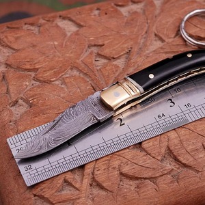 Damascus Stainless Folding Pocket Knife with Aluminum Handle Layered Steel Blade-<b>Multi</b>-functional <b>Camping</b> & DIY OEM Customizable - Product Image 6