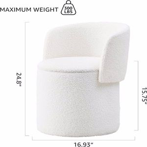 Modern Foldable Vanity <b>Stool</b> with Teddy Velvet Footrest Extra Seating & Small Side Table Extra Comfortable Ottoman <b>Storage</b> - Product Image 2