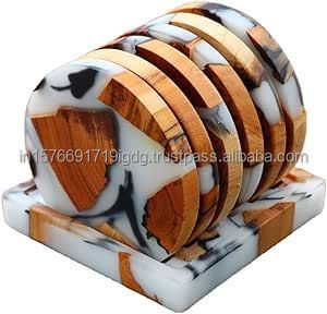 Posavasos Redondo de Madera y Resina Epoxi de Lujo LIVE EDGE STUDIO, Duradero, 10 mm de Grosor, 100 mm de Diámetro, para Uso en el Hogar y Restaurantes - Product Image 2