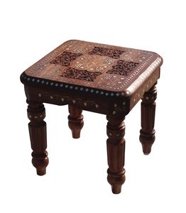 Table d'appoint/table basse/table d'angle/table d'extérieur en bois sculpté avec motifs en laiton/table de salon - Product Image 1