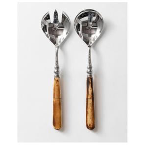 Juego de 2 piezas de cuchillos de lujo de acero inoxidable con mango de hueso, apto para lavavajillas, cuchara y tenedor duraderos para servir en hoteles y restaurantes. - Product Image 1