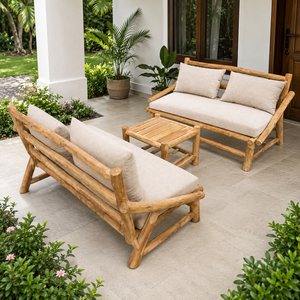 Juego de Sofás Kayana de Madera de Teca Sólida, Estilo Rústico, Calidad Premium, Resistente a la Intemperie, Muebles de Jardín, Patio o Resort, 4 Plazas - Product Image 4
