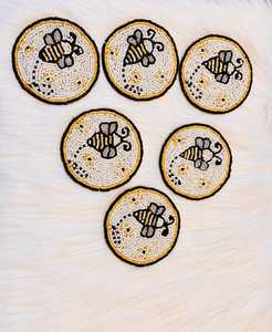 Handmade Beaded Bee Coasters | Nature-Inspired <b>Table</b> Decor - Product Image 2