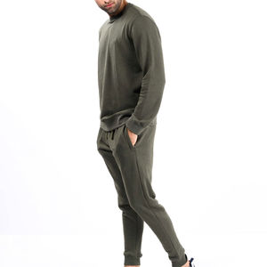 Ensemble de survêtement vintage épais et délavé avec logo personnalisé sur le devant, grande taille, coupe classique, pour l'hiver, idéal pour le jogging et l'entraînement, avec cordon élastique - Product Image 2