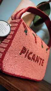 Bolso de Mano Textil Rectangular Lavable de Poliéster con Cuentas de Vidrio Bordadas a Mano para Uso Diario - Product Image 4