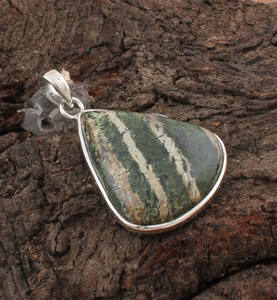 Pendentif en argent sterling 925 plaqué platine avec pierre précieuse en jaspe naturel, design géométrique simple, vintage, unisexe, charme, bijoux à porter tous les jours - Product Image 2