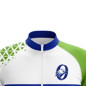 Men's White Blue Green Zipper Sublimation Print Cycling Jersey Short Sleeve <b>Road</b> Bike Shirt Cycling Training Apparel - Product Image 4