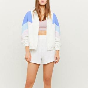 Conjunto Deportivo de 2 Piezas para Mujer, Bloques de Color, Manga Larga, Tejido de Punto, Estilo Deportivo, Blanco, Azul, Rosa, Ropa de Verano - Product Image 1