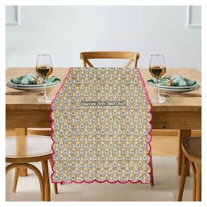 Best Quality Cotton Fabric Hand Block Print Embroidery Edge Washable <b>Table</b> <b>Runner</b> Design for Restaurants Hotels Weddings Home - Product Image 4