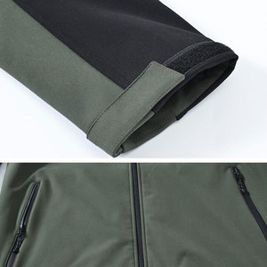 Men's Green Black Color Blocking <b>soft</b> <b>shell</b> <b>Jacket</b> <b>Hooded</b> Zipper Closure Windproof Casual Autumn Wear - Product Image 6