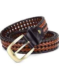 Cinturón Trenzado de Cuero Genuino de Lujo con Hebilla de Diamantes de Imitación, Ligero, de Alta Calidad, Diseño de Dos Tonos, para Hombres y Mujeres - Product Image 3