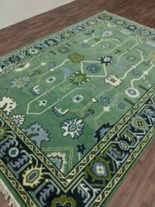 Tapis en laine traditionnel Oushak à motifs floraux noué à la main |   Tapis fait main de couleur vertâtre, style vintage pastel, décoratif pour salon - Product Image 4