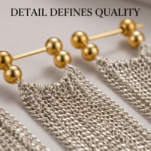 Wholesale Classic PVD Gold Plated Alloy Princess Cut Short Tassel <b>Drop</b> Earrings for Party Gift - Product Image 4