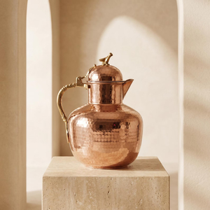 Carafe en cuivre pur de qualité supérieure, design indien populaire, écologique, classique, avec couvercle et poignée, logo personnalisé, prix bas - Product Image 6