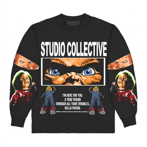 T-shirt ample pour homme en coton 100% avec imprimé graphique vintage streetwear, style urbain, coupe décontractée, manches longues - Product Image 5