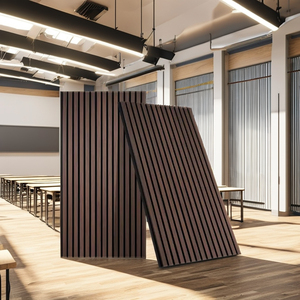 Panneau acoustique moderne en lattes de bois avec noyau en caoutchouc, absorption acoustique hautement efficace pour l'isolation acoustique et l'insonorisation des bâtiments - Product Image 1