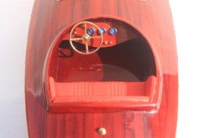 Modèle de bateau rapide américain en bois, hydroplan FLYER RACING 1936, peint à la main, style nautique - Product Image 6
