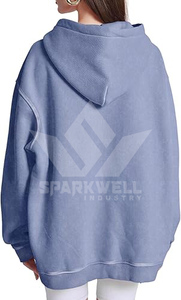 เสื้อฮู้ดโอเวอร์ไซส์แบบยูนิเซ็กซ์ สีพื้น ผ้าฝ้ายเฟรนช์เทอร์รี่ สวมใส่สบายๆ สำหรับฤดูใบไม้ร่วง มีกระเป๋าหน้า ดีไซน์แบบวอชเฟนิช - Product Image 4