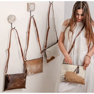 LW Sac à bandoulière en cuir à poils de vache pour femmes, fabriqué à la main, en fourrure véritable, vintage et tendance, pour robe d'été, style féminin. - Product Image 3