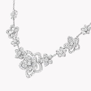 Flower Diamond <b>Choker</b> Necklace Women's 925 <b>Silver</b> Rhodium Plated Round Brilliant Cut Luxury Wedding Jewelry - Product Image 2