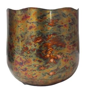 Pot de fleurs en métal finition antique, grand bol décoratif pour plantes d'intérieur et d'extérieur, pour la décoration de la maison et du jardin - Product Image 6