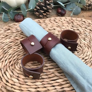 Custom PU Leather <b>Napkin</b> <b>Ring</b> Set Handmade Table <b>Napkin</b> Holder Wedding Restaurant Hotel Dining Decor Wholesale Exporter - Product Image 5