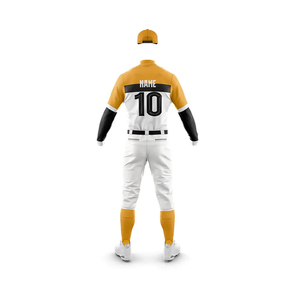 Men's Baseball Jersey Set Yellow <b>White</b> Full Sleeve <b>Button</b> Front Moisture Wicking Regular Fit All Seasons Sport Apparel - Product Image 2