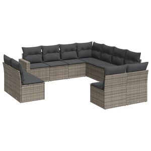 Conjunto de Sofás Grandes para Jardín en Ratán PE Gris, Acero con Recubrimiento en Polvo, Tela - Muebles Duraderos y Elegantes - Product Image 2
