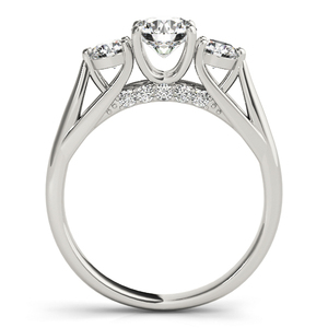 Classic IGI Certified Round Lab Grown Diamond Three <b>Stones</b> and Hidden Accent Detail 10K 14K 18K Gold 925 935 <b>Silver</b> <b>Ring</b> - Product Image 4