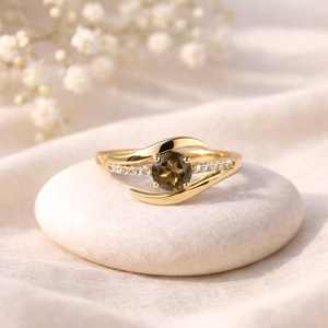 Nouvelle Arrivée Bague Fine en Argent Sterling 925 Massif avec Quartz Fumé de 7 mm Sertie à Griffes, Plaqué Argent, Cadeau pour Mariage et Fête, pour Femme - Product Image 1